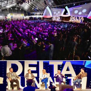 J.D. Salbego speaks main stage at Delta Summit 2019 during OKEx Malta Tech Week on STO regulation and future of fundraising with Joseph Muscat, Prime Minister of Malta, Changpeng "CZ" Zhao founder and CEO of Binance, Joseph Portelli Chairman of Malta Stock Exchange and Tim Byun CEO of OKCoin