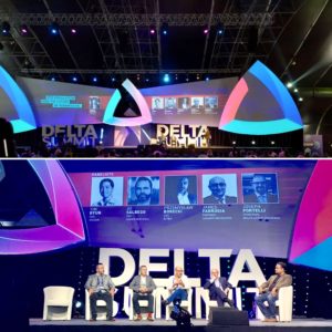 J.D. Salbego speaks main stage at Delta Summit 2019 during OKEx Malta Tech Week on STO regulation and future of fundraising with Joseph Muscat, Prime Minister of Malta, Changpeng "CZ" Zhao founder and CEO of Binance, Joseph Portelli Chairman of Malta Stock Exchange and Tim Byun CEO of OKCoin